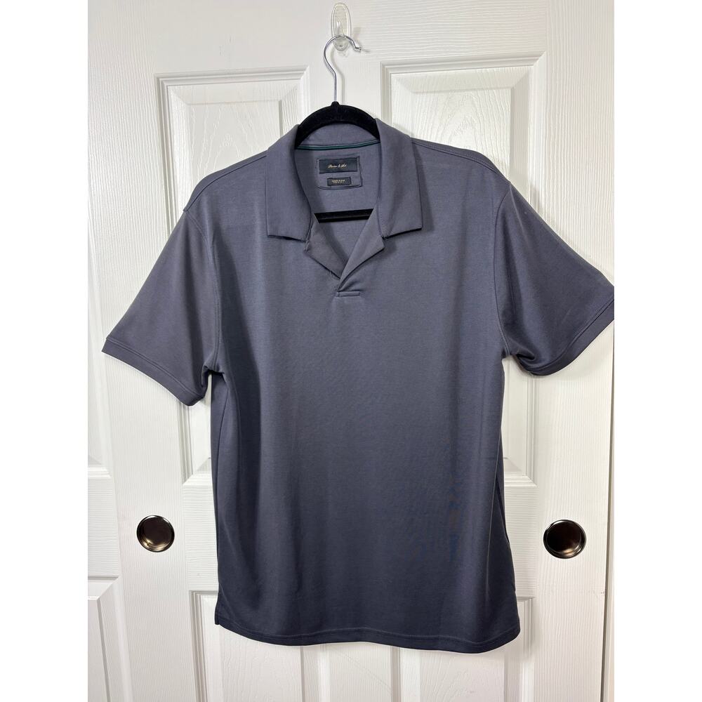 Porter & Ash Gray Polo Shirt Men's Size L Modal Blend Collared Neck Short Sleeve